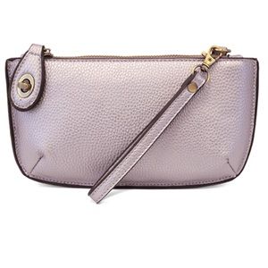 Joy Susan frosted purple pebbled vegan wristlet